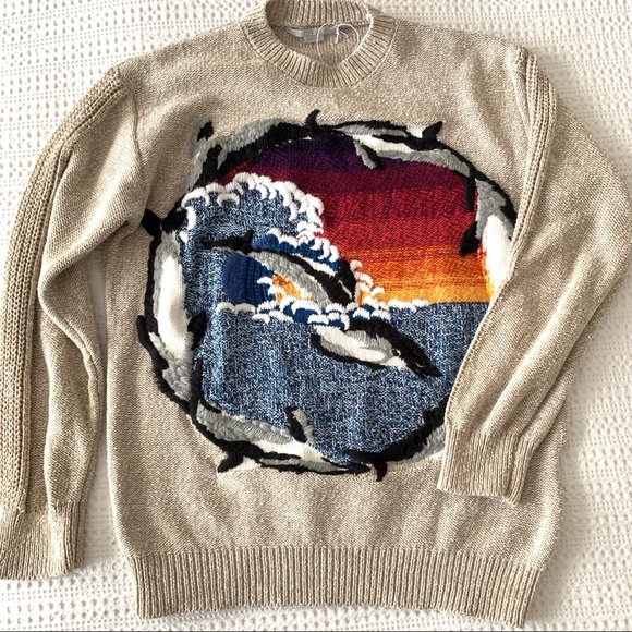 Stella McCartney Wave Intarsia Cotton blend sweater, sz 38 IT / 4 US